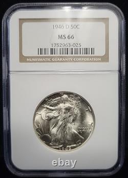 1946 D Walking Liberty Silver Half Dollar 50c NGC MS66 GEM+ White See Pics 1946 D Walking Liberty Silver Half Dollar 50c NGC MS66 GEM+ White See Pics