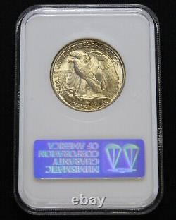 1946 D Walking Liberty Silver Half Dollar MS 64 Fatty NGC Gold Color Toned Coin