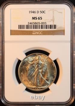1946-D Walking Liberty Silver Half Dollar NGC MS65 Gorgeous GEM! PQ Luster