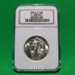 1946-S 50C NGC MS65 Walking Liberty Silver Half Dollar Hi Luster