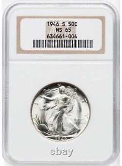 1946-S 50C NGC MS65 Walking Liberty Silver Half Dollar Hi Luster