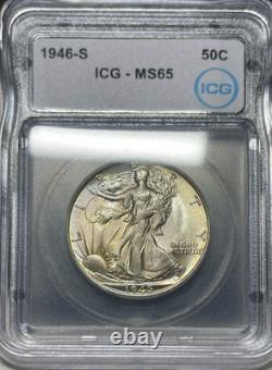 1946-S Toned Walking Liberty Half Dollar ICG Ms 65 Accurately Graded