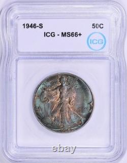 1946-S Walking Liberty Silver Half Dollar ICG MS-66+ Album Toned End Roll Toning