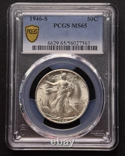 1946-S Walking Liberty Silver Half Dollar PCGS MS 65 Gold Shield Holder US Coins