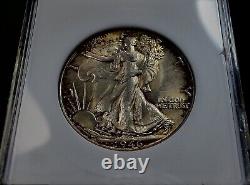 1946 Walking Liberty Half Dollar 50c ANACS MS65 Stunning Toner +COLORS+