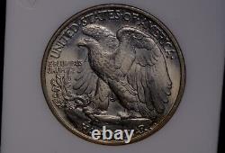 1946 Walking Liberty Half Dollar 50c ANACS MS65 Stunning Toner +COLORS+