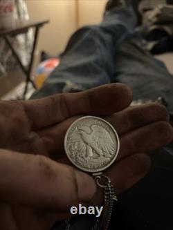 1946 Walking Liberty Half Dollar Fine. 9 Silver Pendant for Necklace