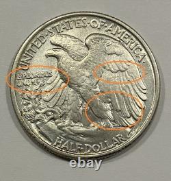 1946 Walking Liberty Silver Half Dollar Fs 801 Au+ Great Details F1034