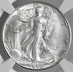 1946-d 50c Walking Liberty Silver Half Dollar Mint State Ngc Ms65 #8164291-062