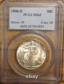 1946-d Walking Liberty Half Dollar -pcgs Ms-65 #6628.65/5844883 Casing Chip