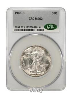 1946-s 50c Walking Liberty Cac Ms62 Freshly Graded