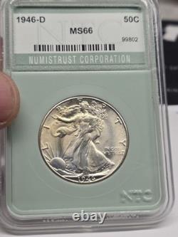 1946d Walking Liberty Mint Toned Old Silver Coin. 50c Half Dollar