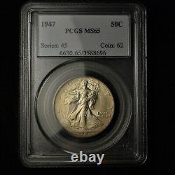 1947 50c Walking Liberty Half Dollar Pcgs Ms65 Silver Us Type Coin