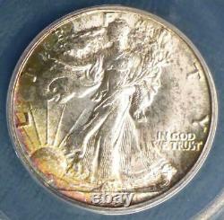 1947 D ANACS MS66 Silver Liberty Walking into a COLOR Toned YELLOW & Pink SUNSET