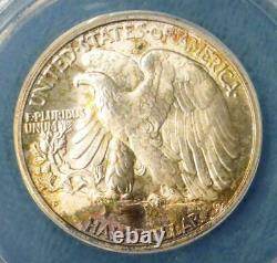 1947 D ANACS MS66 Silver Liberty Walking into a COLOR Toned YELLOW & Pink SUNSET