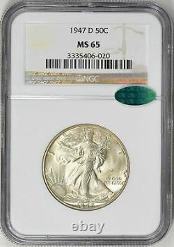 1947-D Liberty Walking Half Dollar NGC MS-65 CAC Mint State 65 CAC