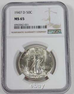 1947-D Walking Liberty Half Dollar NGC MS65 Blazing White