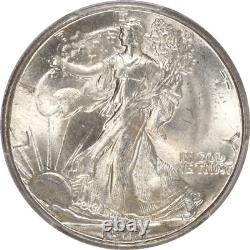 1947-D Walking Liberty Silver Half Dollar 50c, PCGS MS65, Nice White! Original