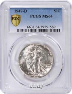 1947-D Walking Liberty Silver Half Dollar MS64 PCGS