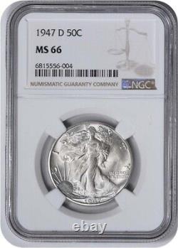 1947-D Walking Liberty Silver Half Dollar MS66 NGC