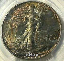 1947 PCGS MS66 GOLD SHLD Silver Walking Liberty Half Dollar 50c Monster Toned