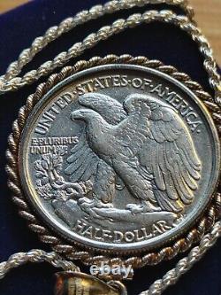 1947 Walking Liberty Half Dollar Pendant on a 24.925 Silver Italian Rope Chain