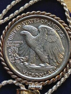 1947 Walking Liberty Half Dollar Pendant on a 24.925 Silver Italian Rope Chain