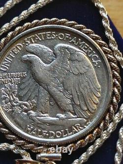 1947 Walking Liberty Half Dollar Pendant on a 24.925 Silver Italian Rope Chain