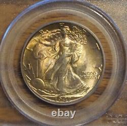 1947-d Walk. Liberty Half Dollar-pcgs-ms-64 Tone 6631.64/18525579 Cac Verify