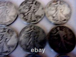 19 Walking Liberty Half Dollar Coins 90% Silver $9.50 Face in Cull Condition