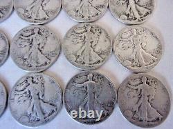 19 Walking Liberty Half Dollar Coins 90% Silver $9.50 Face in Cull Condition