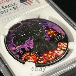 #1 RARE USA 1 oz Halloween Ghost American SILVER EAGLE Walking Liberty 2017 Coin