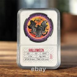 #1 RARE USA 1 oz Halloween Ghost American SILVER EAGLE Walking Liberty 2017 Coin