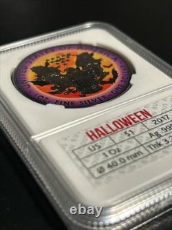 #1 RARE USA 1 oz Halloween Ghost American SILVER EAGLE Walking Liberty 2017 Coin