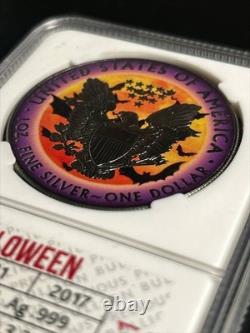 #1 RARE USA 1 oz Halloween Ghost American SILVER EAGLE Walking Liberty 2017 Coin