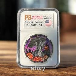 #1 RARE USA 1 oz Halloween Ghost American SILVER EAGLE Walking Liberty 2017 Coin