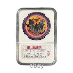 #1 RARE USA 1 oz Halloween Ghost American SILVER EAGLE Walking Liberty 2017 Coin