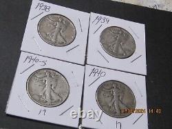 1 ROLL ALL DIFFERENT90 % SILVER WALKING LIBERTY HALF DOLLARS U S SHIP ONLY n 1