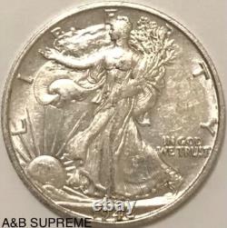 (1) S Mintmark Walking Liberty Half Dollar Au-Bu Uncirculated 90% Silver