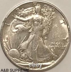 (1) S Mintmark Walking Liberty Half Dollar Au-Bu Uncirculated 90% Silver