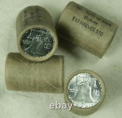 1 Silver Half Dollar Roll Franklin Walking Liberty Barber 90% BU D Franklin Ends