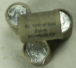 1 Silver Half Dollar Roll Franklin Walking Liberty Barber 90% BU D Franklin Ends