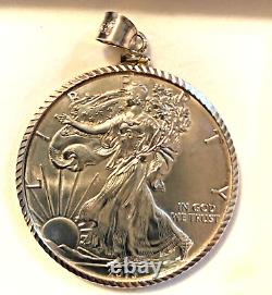 1 Troy Oz. 925 Silver Walking Liberty Half Dollar Pendant