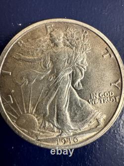 (1) Walking Liberty Half Dollar Au-Bu Uncirculated 90% Silver