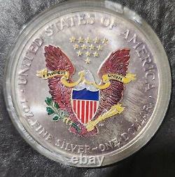 2000 1oz Silver Colorized Walking Liberty RARE 2 SIDES OF COLOR SET OF 4