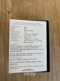 2005 American Silver Eagle Walking Lady Liberty One Dollar Coin