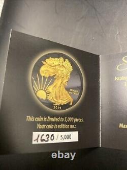 2014 Silver Eagle Walking Liberty-Golden Enigma Coin, Ruthenium+24K Gold Gilded