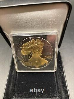 2014 Silver Eagle Walking Liberty-Golden Enigma Coin, Ruthenium+24K Gold Gilded
