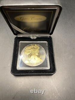 2014 Silver Eagle Walking Liberty-Golden Enigma Coin, Ruthenium+24K Gold Gilded