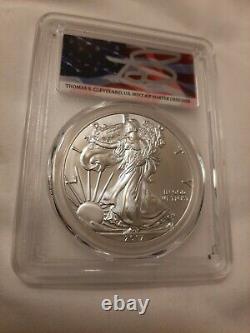 2017 (p) Silver Eagle Pcgs Ms70 Fs Struck At Philadelphia Flag Cleveland Pop 11